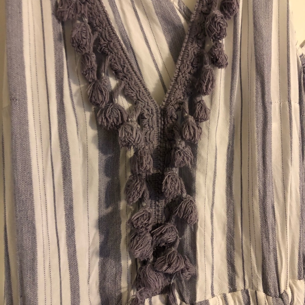 Long Striped Purple Fringe Dress